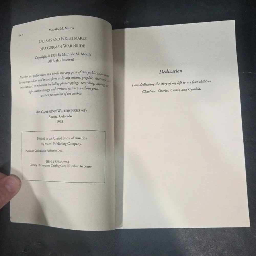 Dreams and Nightmares of a German War Bride Mathilde Morris Signed 1998 Memoir